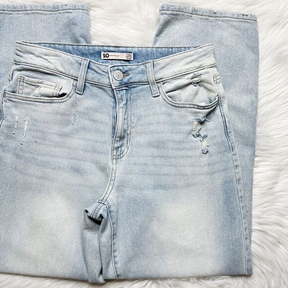 SO High Rise Straight Leg Jeans Light Denim Wash Size 28 - Picture 4 of 6